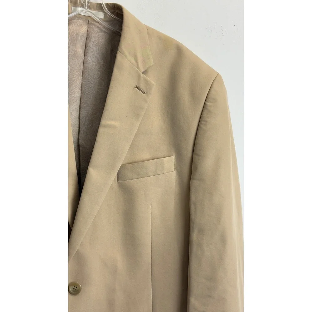 Chaps Mens 42R Tan Khaki Two Button Blazer Sport Coat Paisley Lining‎ Jacket